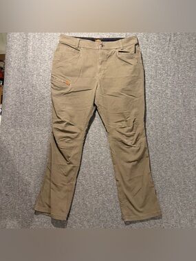 Brunt Work Pants Mens 38x34 (fit 38x32.5) tan brown Reinforced Knees Stretch